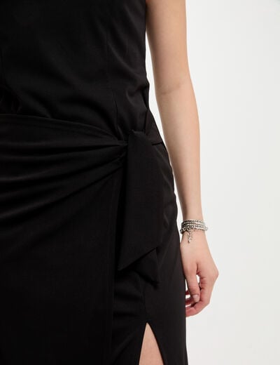 Slitted fitted midi dress black women