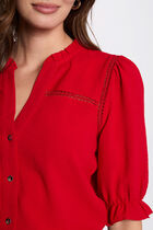 3/4-length sleeved blouse red women