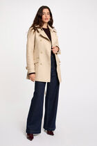 Trench cintré ceinturé à capuche sable femme