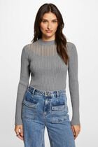 Long-sleeved jumper with high collar mid-grey women