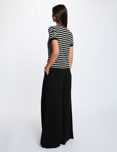 Striped t-shirt with round neck black women