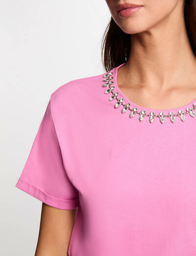 Short-sleeved t-shirt jewels pink women
