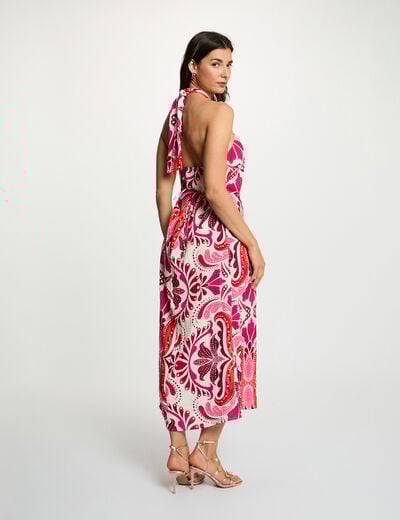 Fitted high neck dress multicolor women