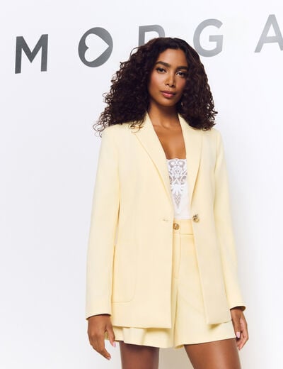 Blazer with patch pockets pastel yellow women