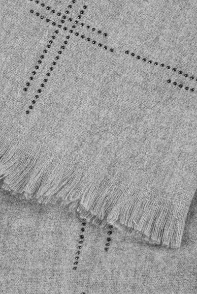 Scarf with rhinestones and fringes mid-grey ladies'