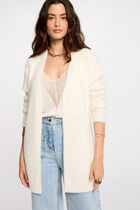 Long cardigan with fluffy knit ivory women