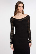 Fitted maxi knitted dress black women