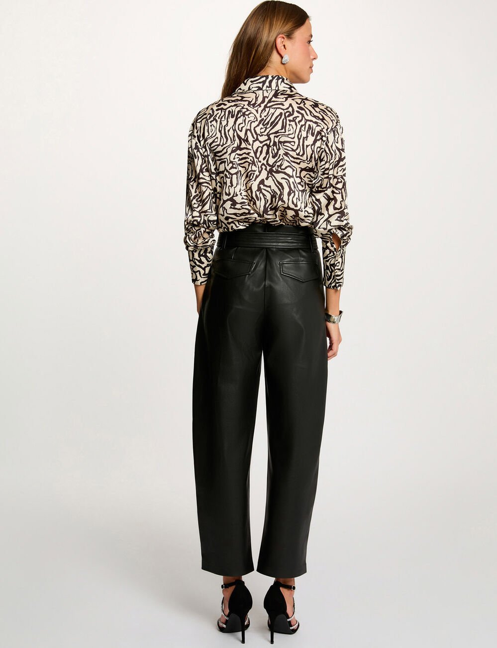 High-waisted wide trousers black women