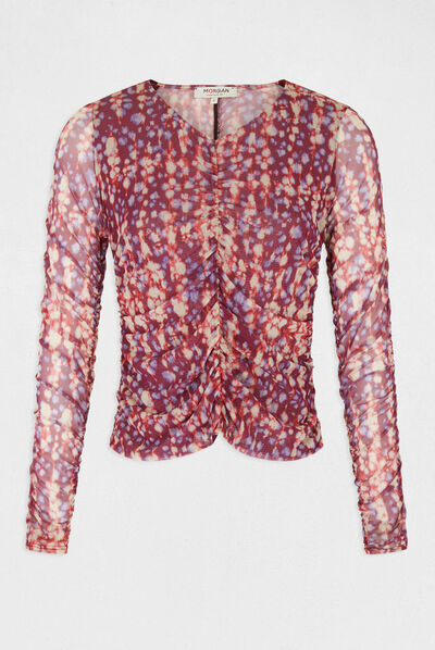 Long-sleeved t-shirt abstract print multico ladies'