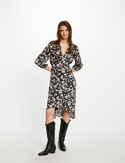 Straight dress with floral print multicolored women