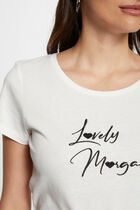 T-shirt embroidered message ecru women