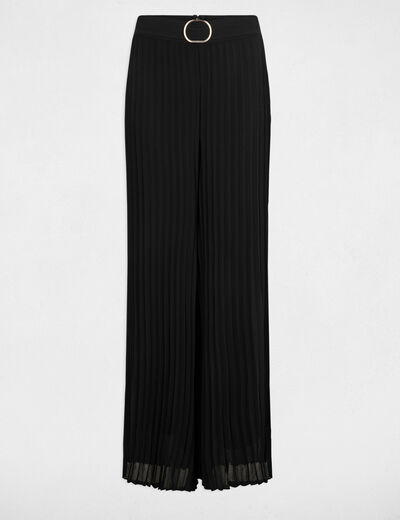 Pleated wide leg trousers black women