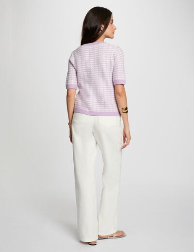 Printed short-sleeved cardigan ivory women