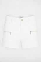 Fitted shorts zipped details ecru women