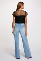 Lace t-shirt with square neckline black women