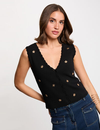 Sleeveless cardigan black women