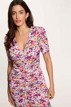 Short dress with puff sleeves multicolor women