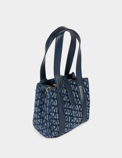 Quilted tote bag denim stone women