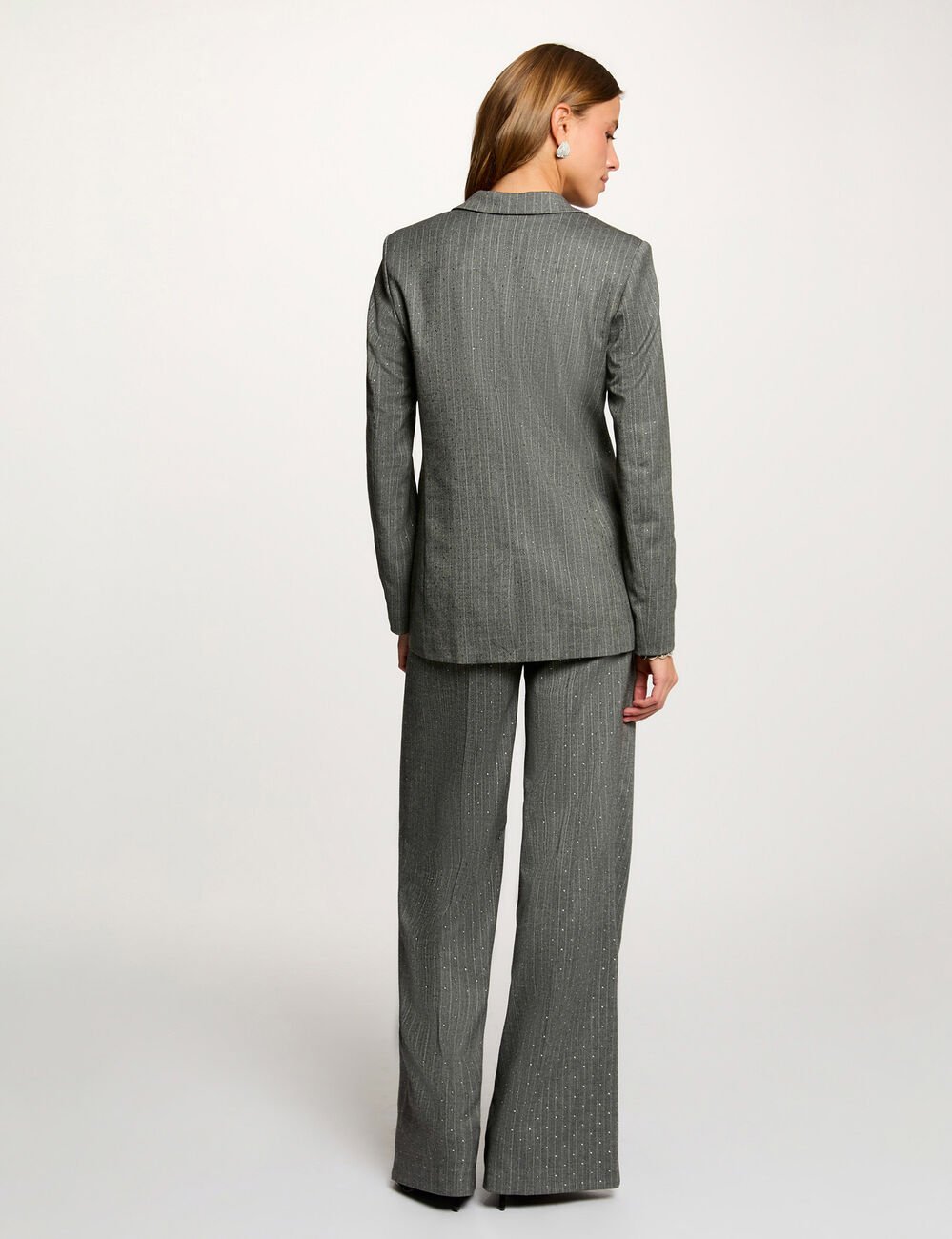 Striped fitted jacket mid-grey women