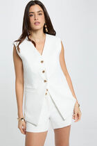 Fitted sleeveless jacket white women