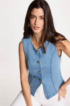 Sleeveless gilet heavy stone wash denim women