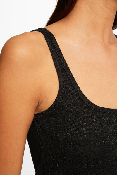 Vest top with thin straps black ladies'