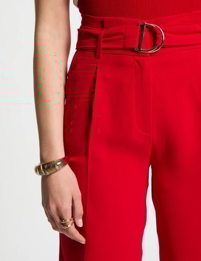 Straight bermuda with darts red women