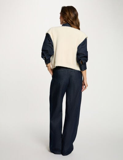 Short faux fur cardigan ivory women