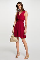 Mini loose straight dress dark red women