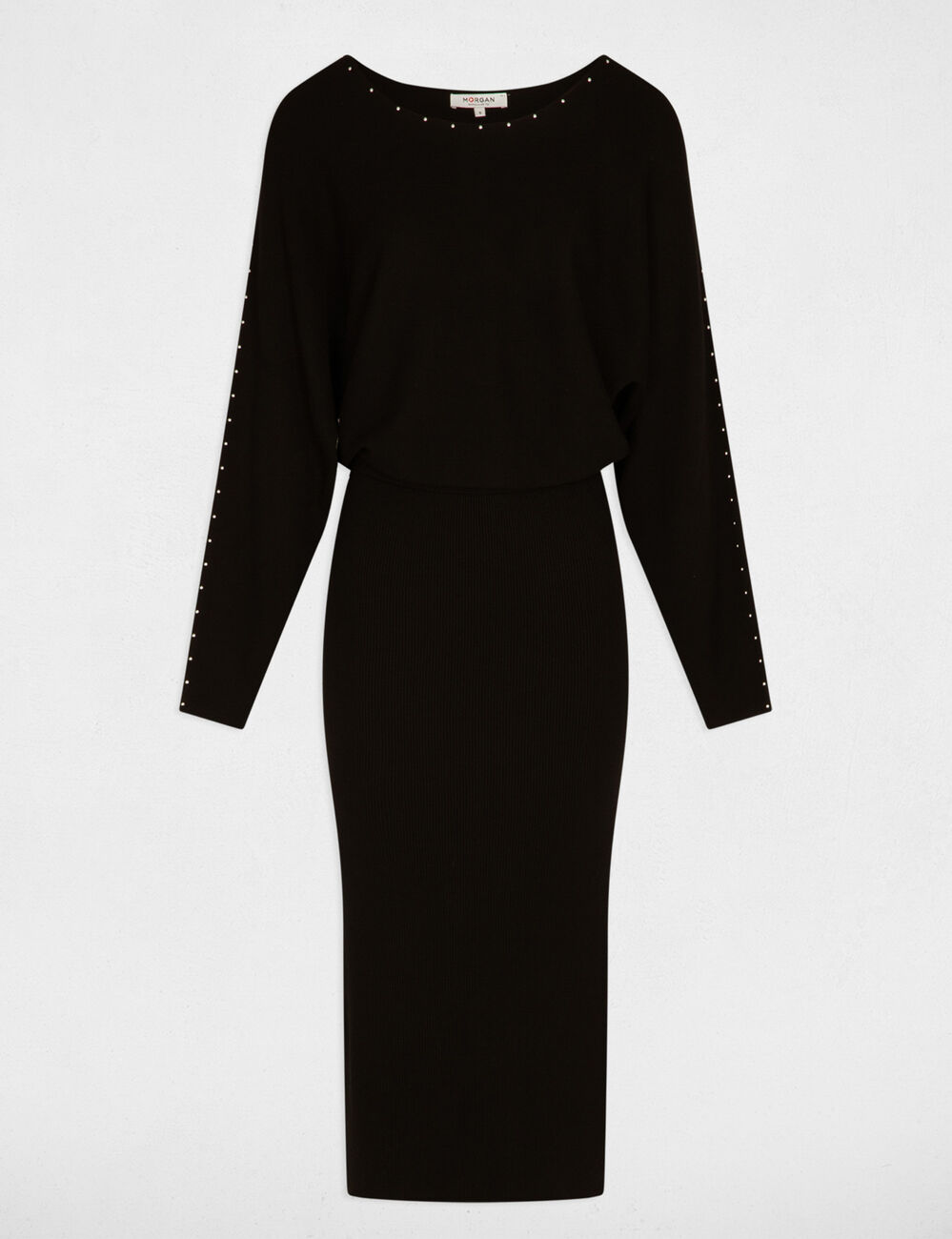 Fitted maxi knitted dress black women
