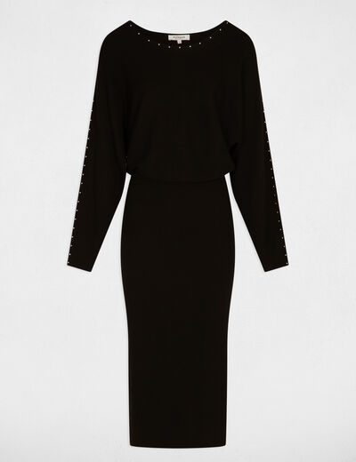 Fitted maxi knitted dress black women