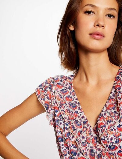 Short-sleeved t-shirt floral print pink women