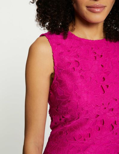 Fitted mini lace dress dark pink women