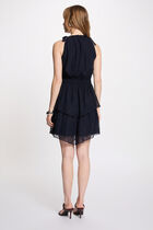 Sheer dress with thin straps navy blue women