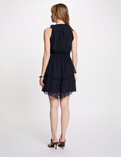 Sheer dress with thin straps navy blue women