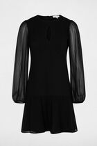 Short dress with sheer sleeves black women