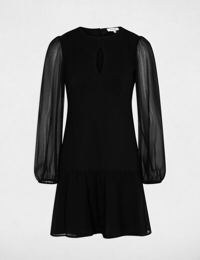 Short dress with sheer sleeves black women