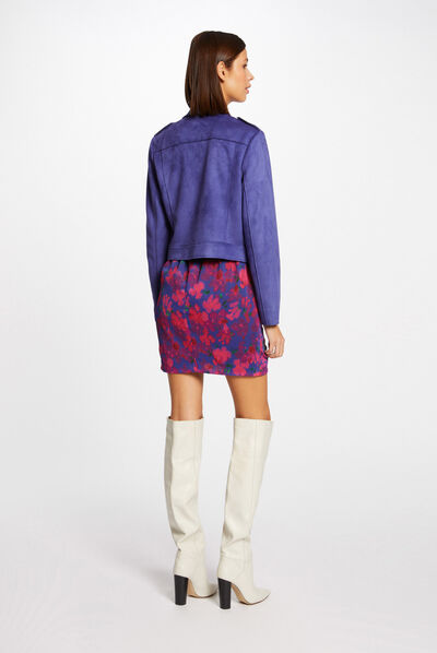 Straight jacket with suede effect purple ladies'