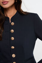Short jacket with mandarin collar navy blue women