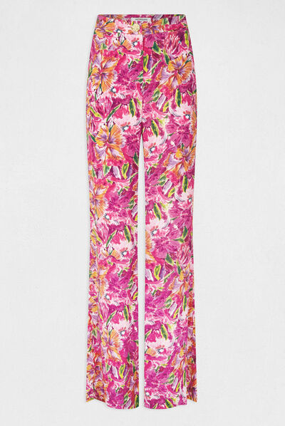 Loose flare trousers floral print multico ladies'