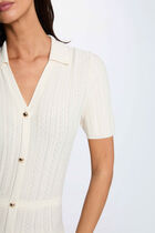 Knitted dress with folded collar ivory women