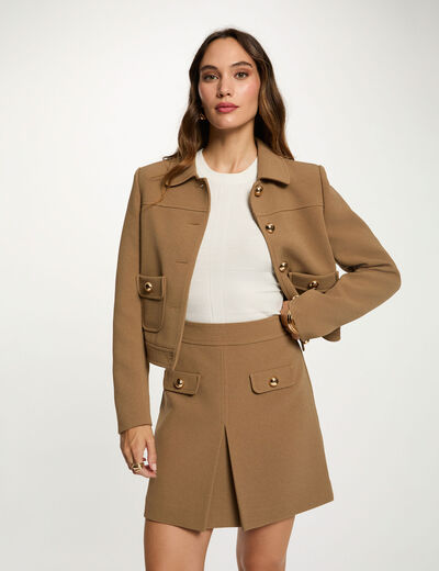 Pleated short skirt sand women