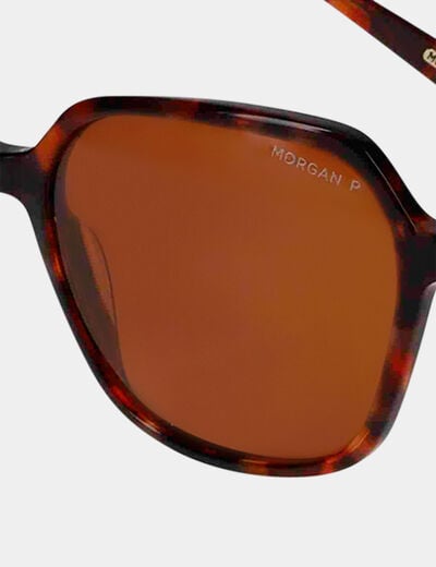 Hexagonal sunglasses brown women