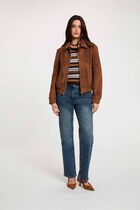 Suede jacket cognac brown women