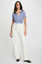 Jumper polo collar and short sleeves blue women