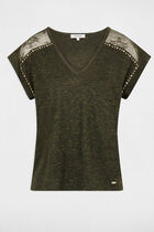T-shirt manches courtes vert fonce femme