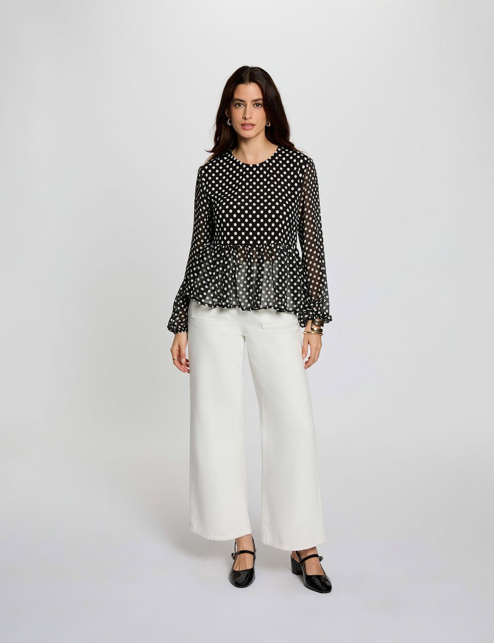 Round neck voile t-shirt black women