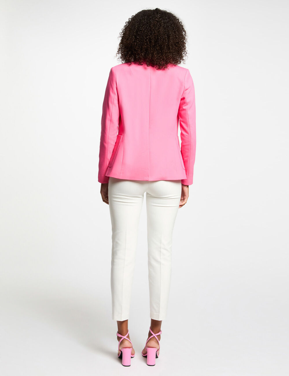 Waisted buttoned blazer pink women
