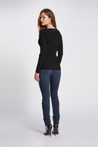 Long-sleeved jumper with ribbed knit black women