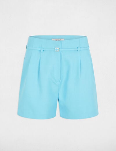 High-waisted loose shorts sky blue women